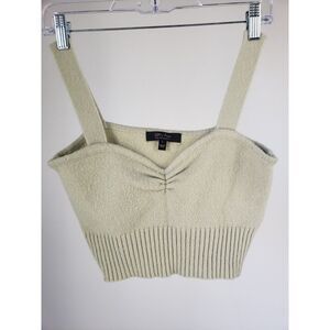 Witty Fox Light Green Sage Soft Ribbed‎ Knit Crop Top Size Large Center Stretch